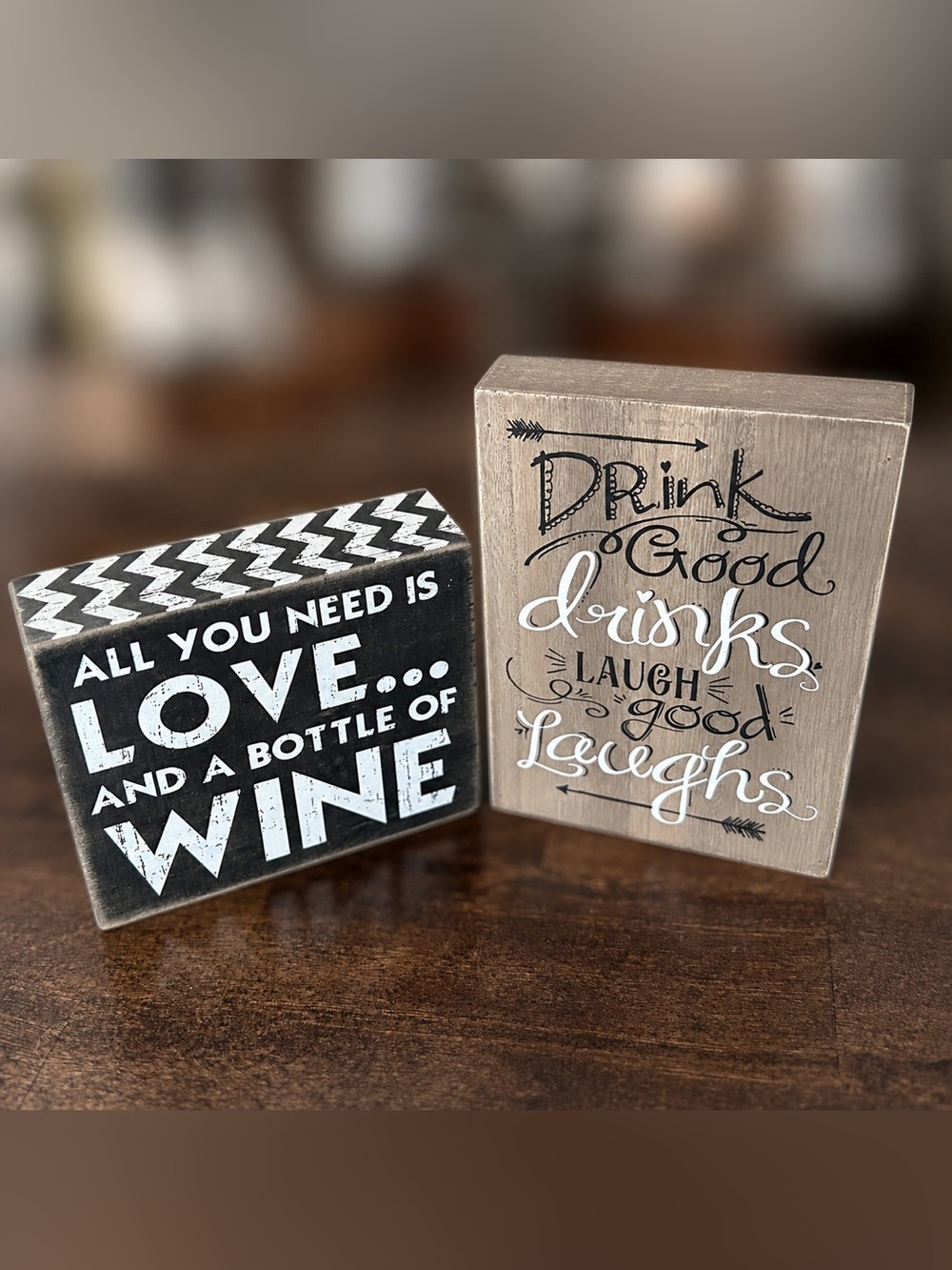 Rustic Black & Brown Kitchen Wine Sign Duo